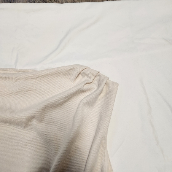 H&M Ladies Draped Bodycon Dress Boat Neck Light Beige Medium - Picture 5 of 6